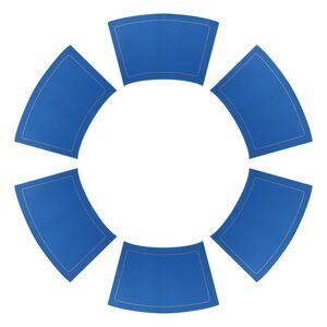 6 Set Wedge Faux Leather Heat Resistant Round Table Mats 20x12 inch Blue
